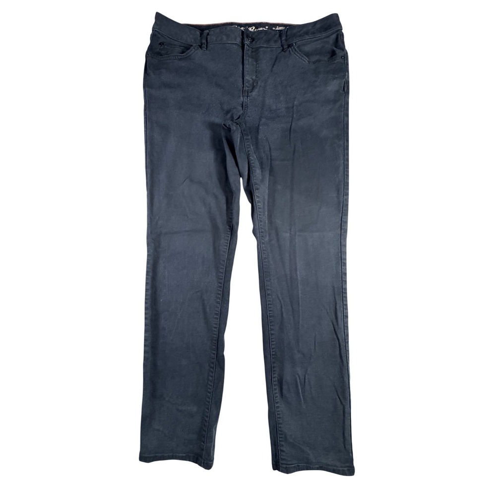 Eddie Bauer Slightly Curvy Slim Straight Pants Women 12 Blue Stretch Casual Navy - Picture 2 of 15